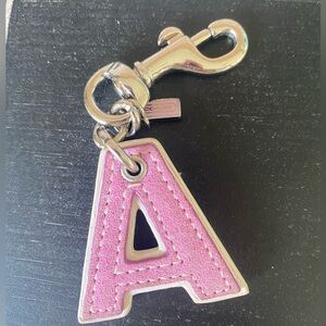 Coach Y2K Pink 'A' Leather Initial Key Charm